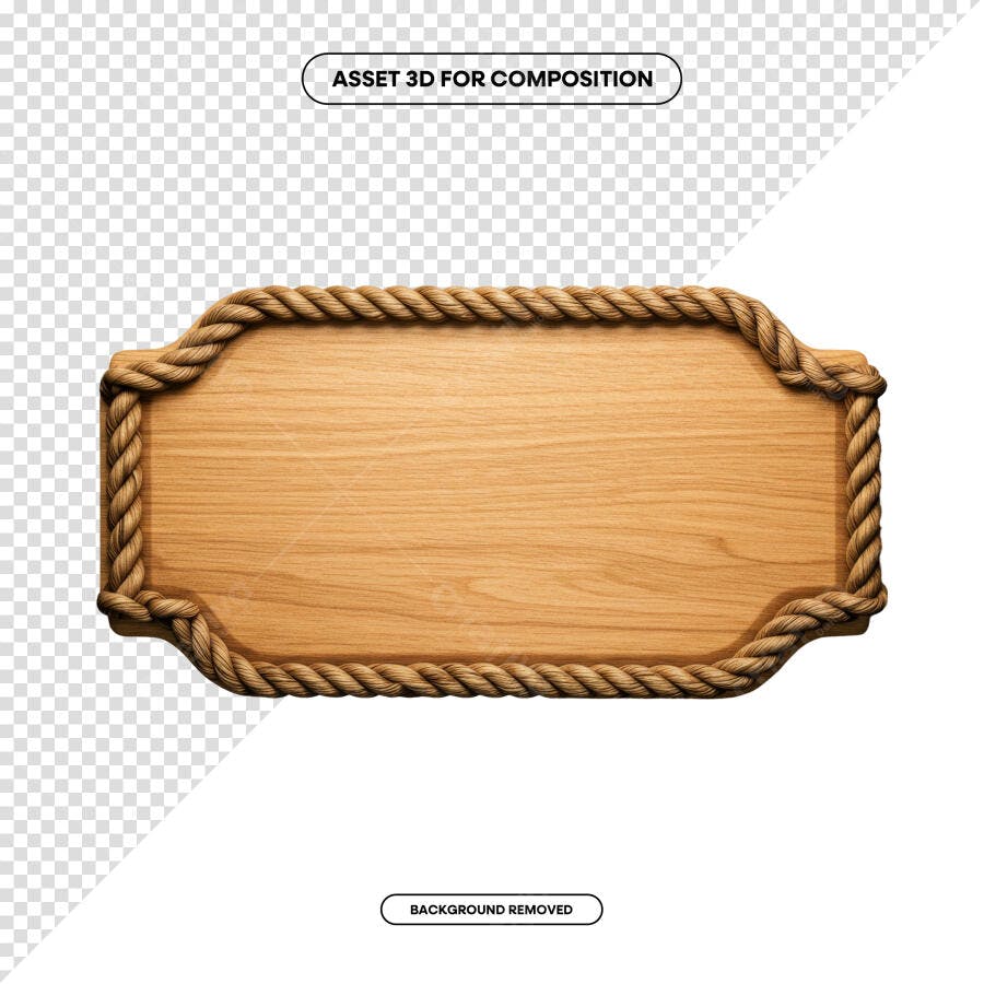 Placa de Madeira com Corda PSD Editável