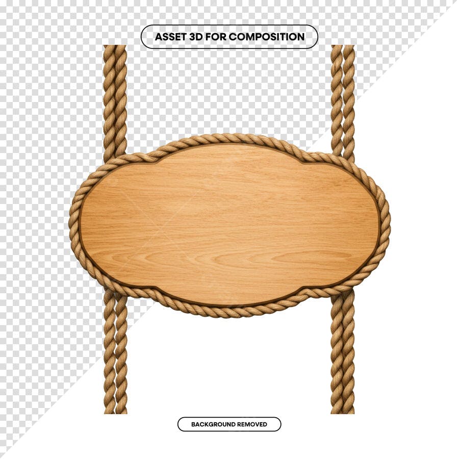 Placa de Madeira com Corda PSD Editável
