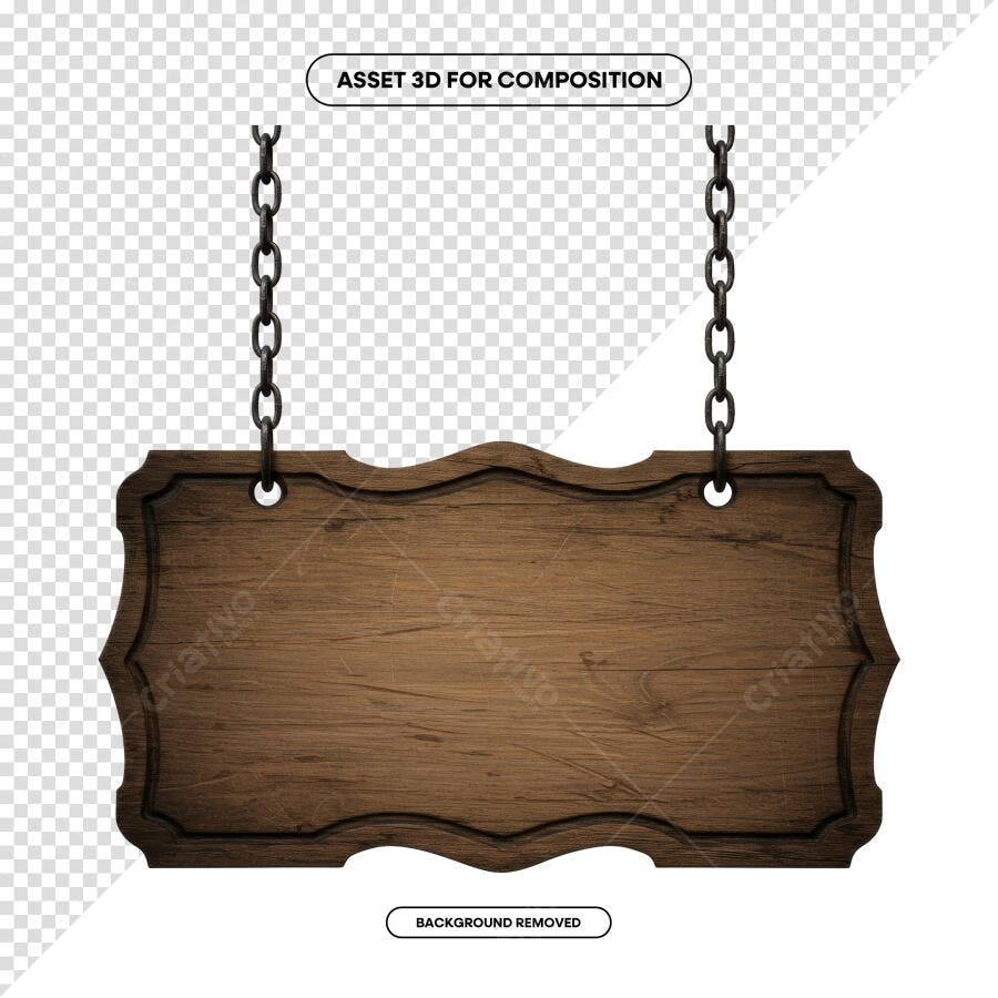 Placa de Madeira Suspensa PSD Editável