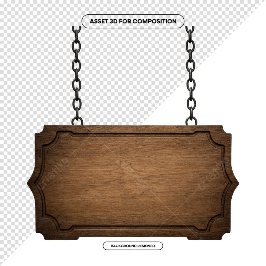 Placa de Madeira Suspensa PSD Editável