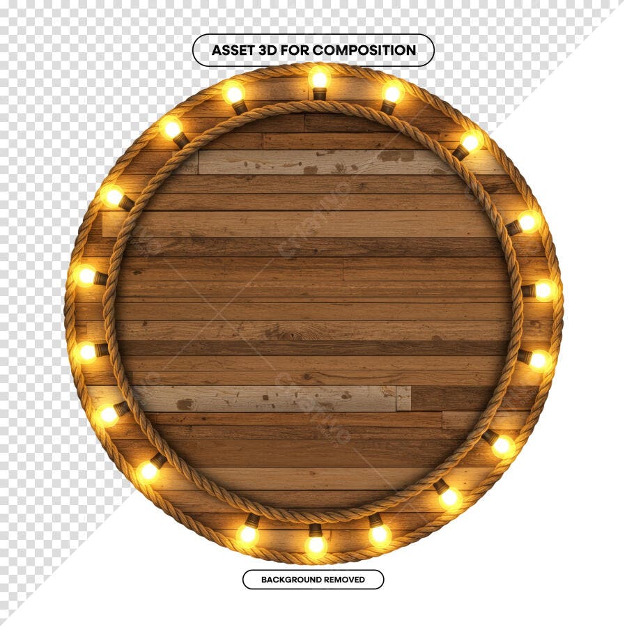 Moldura de Madeira com Luzes PSD Editável