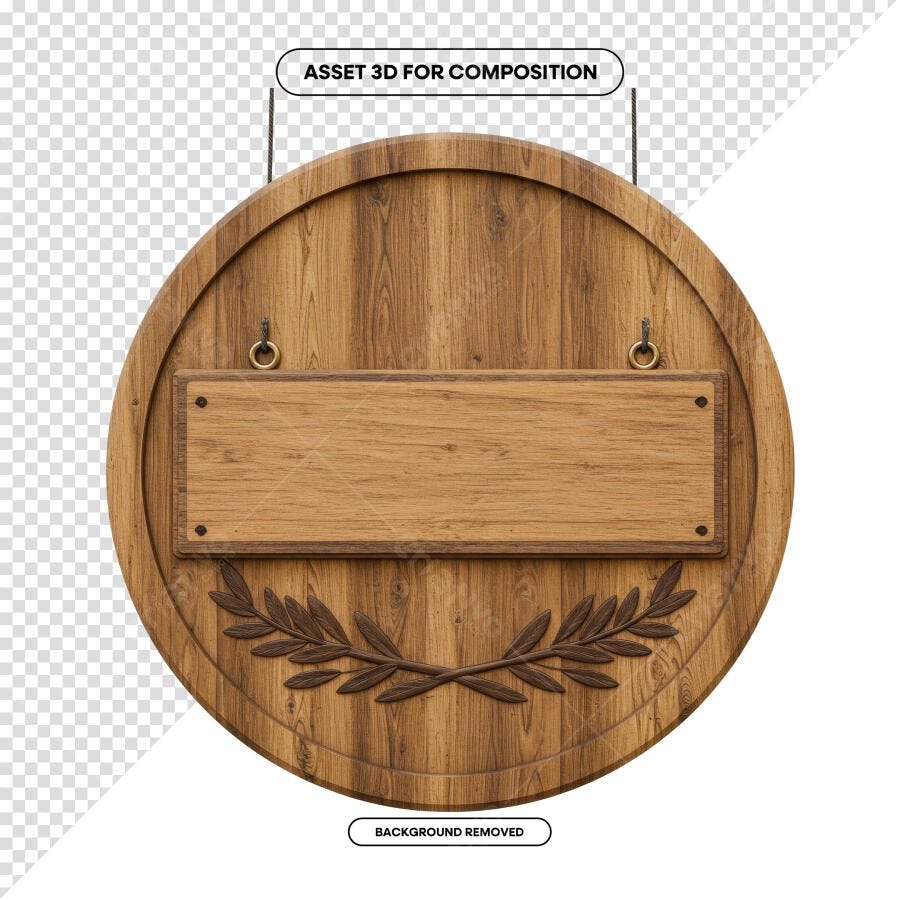 Placa de Madeira Redonda para Cardápio PSD Editável