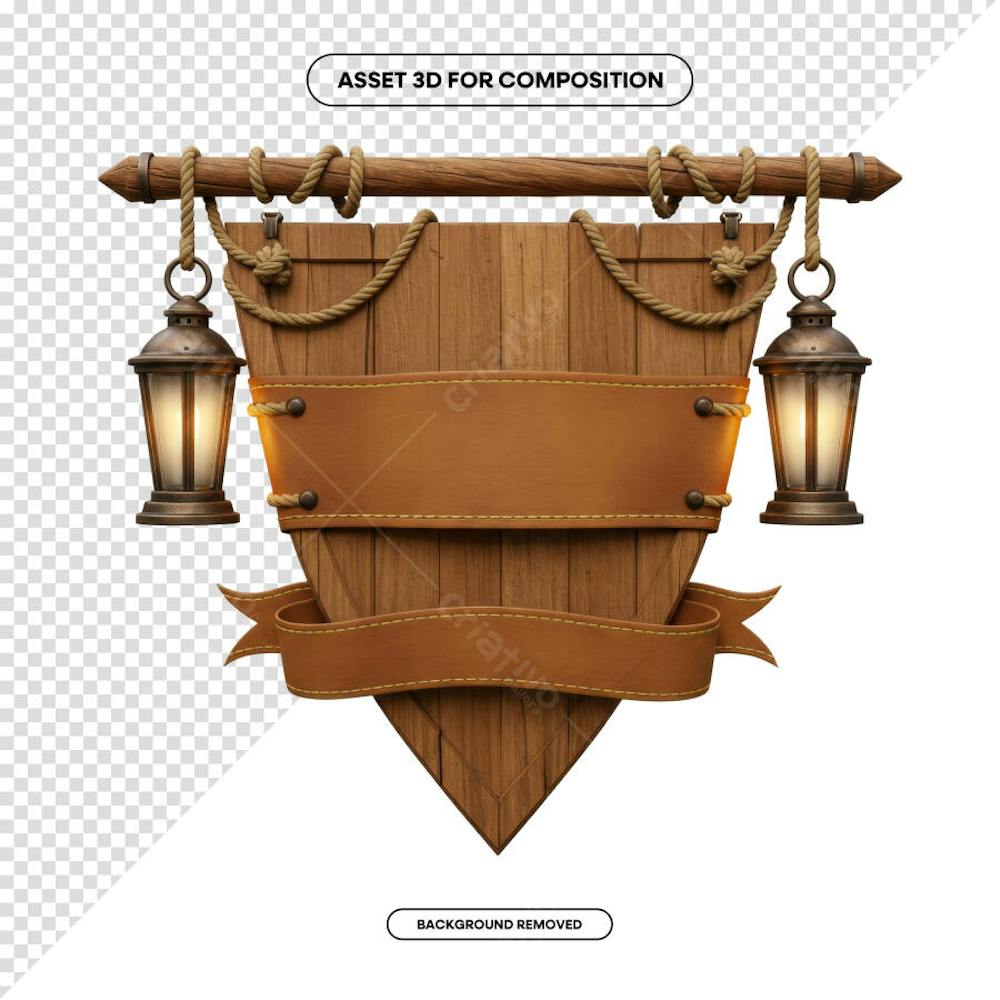 PLACA DE MADEIRA ELEMENTO 3D PARA COMPOSIÇÃO PNG SÃO JOÃO FESTA JUNINA SHOW EVENTO (207)