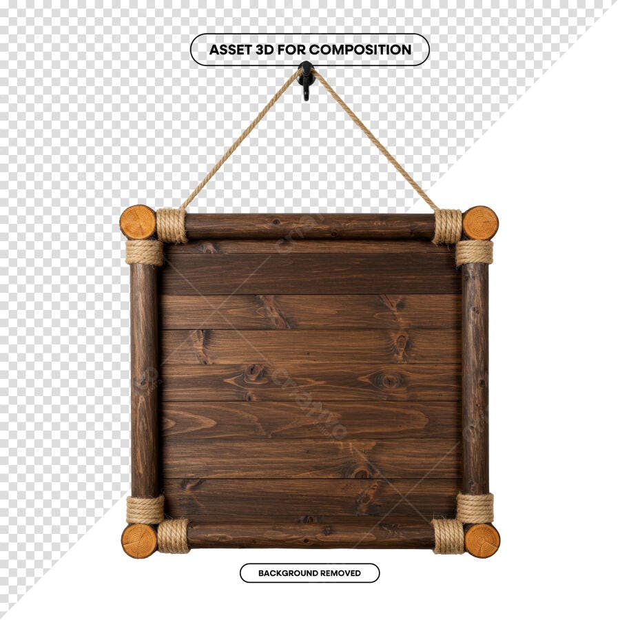 Placa de Madeira Rustica PSD Editável