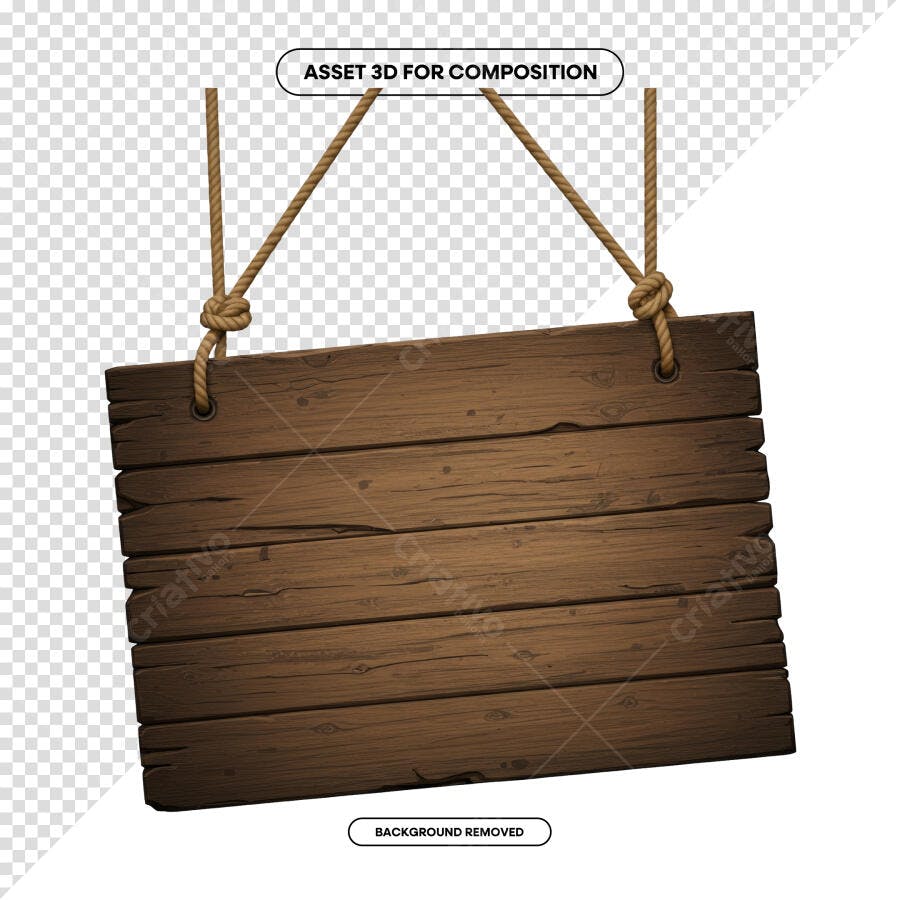 Placa de Madeira Suspensa PSD Editável