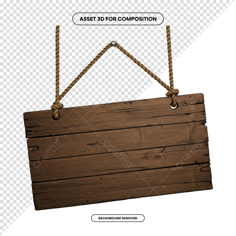 Placa de Madeira Suspensa PSD Editável