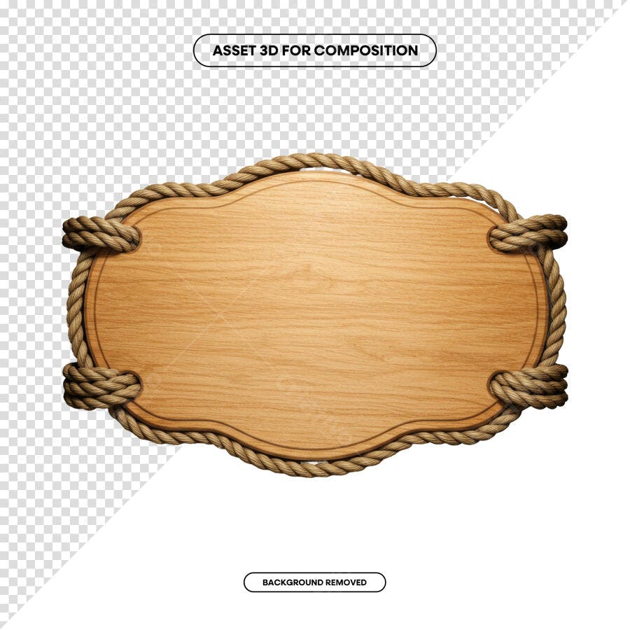 Placa de Madeira com Corda PSD Editável
