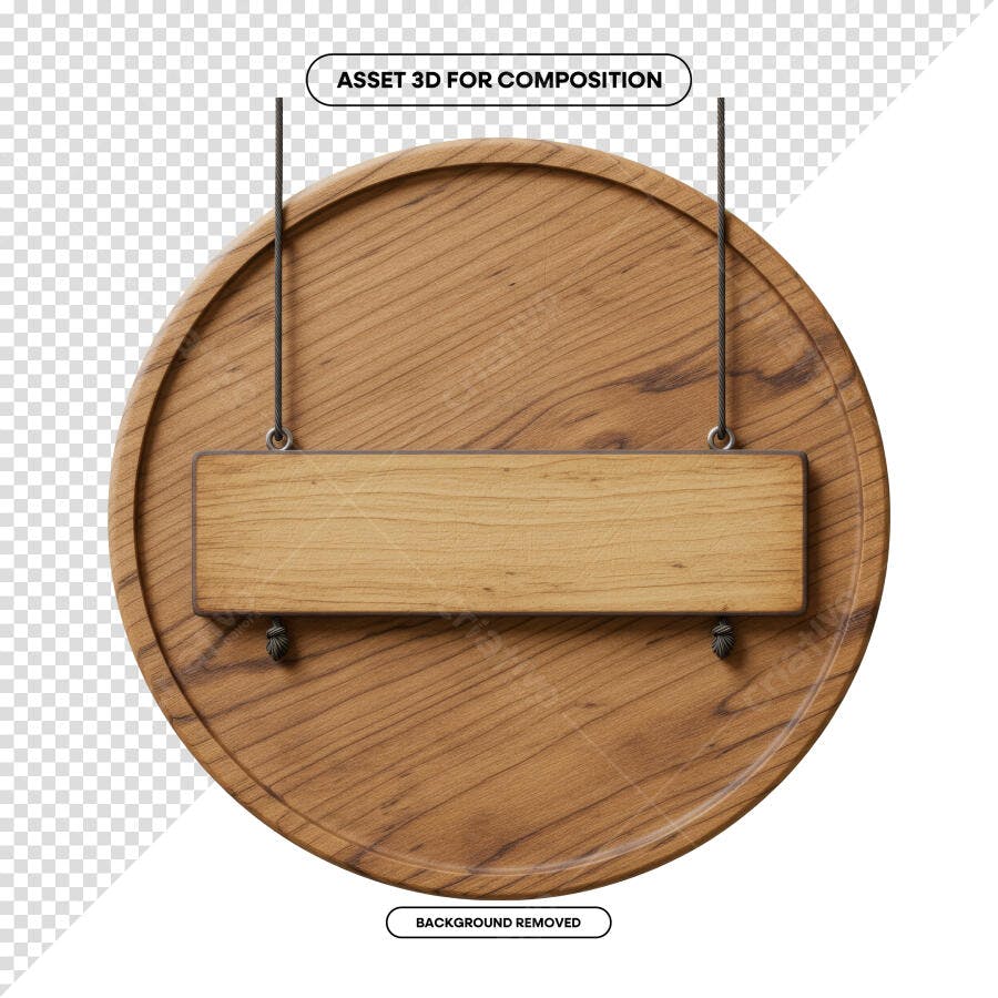 Placa de Madeira Redonda para Anúncios PSD Editável