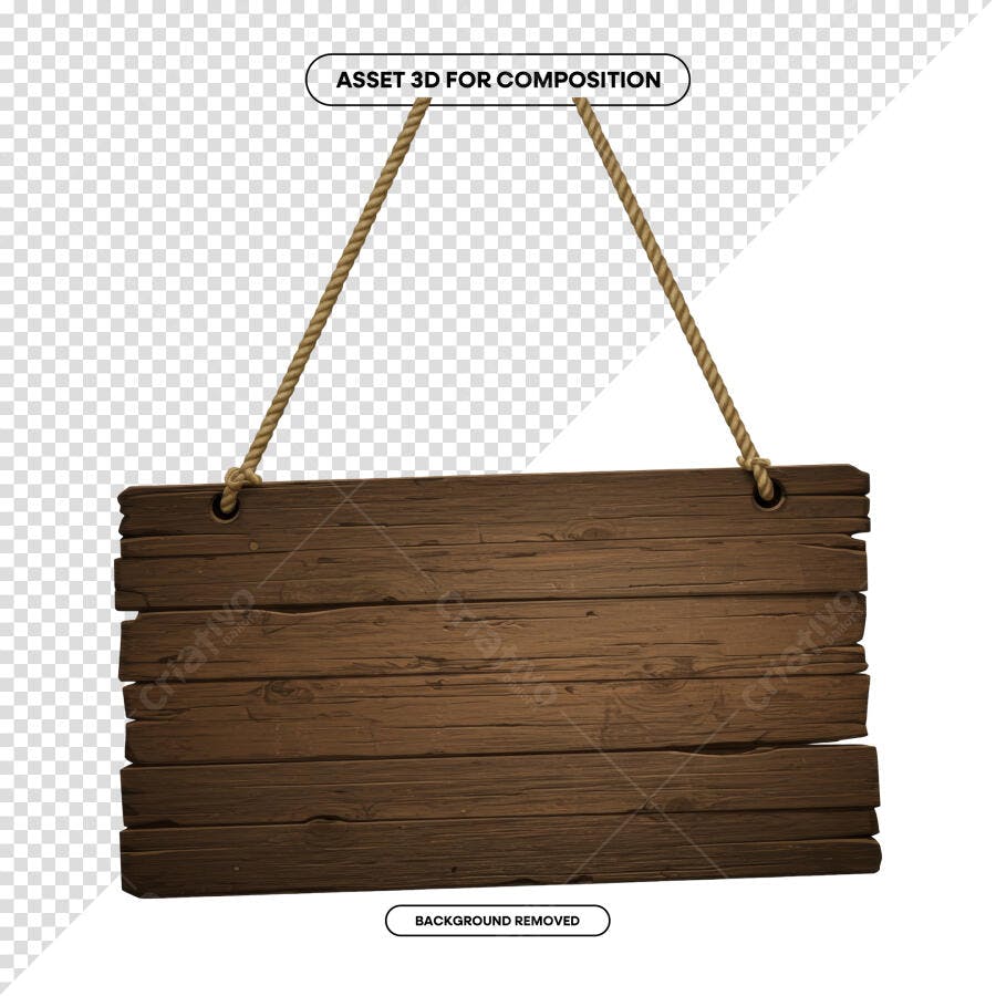 Placa de Madeira para Anúncios PSD Editável
