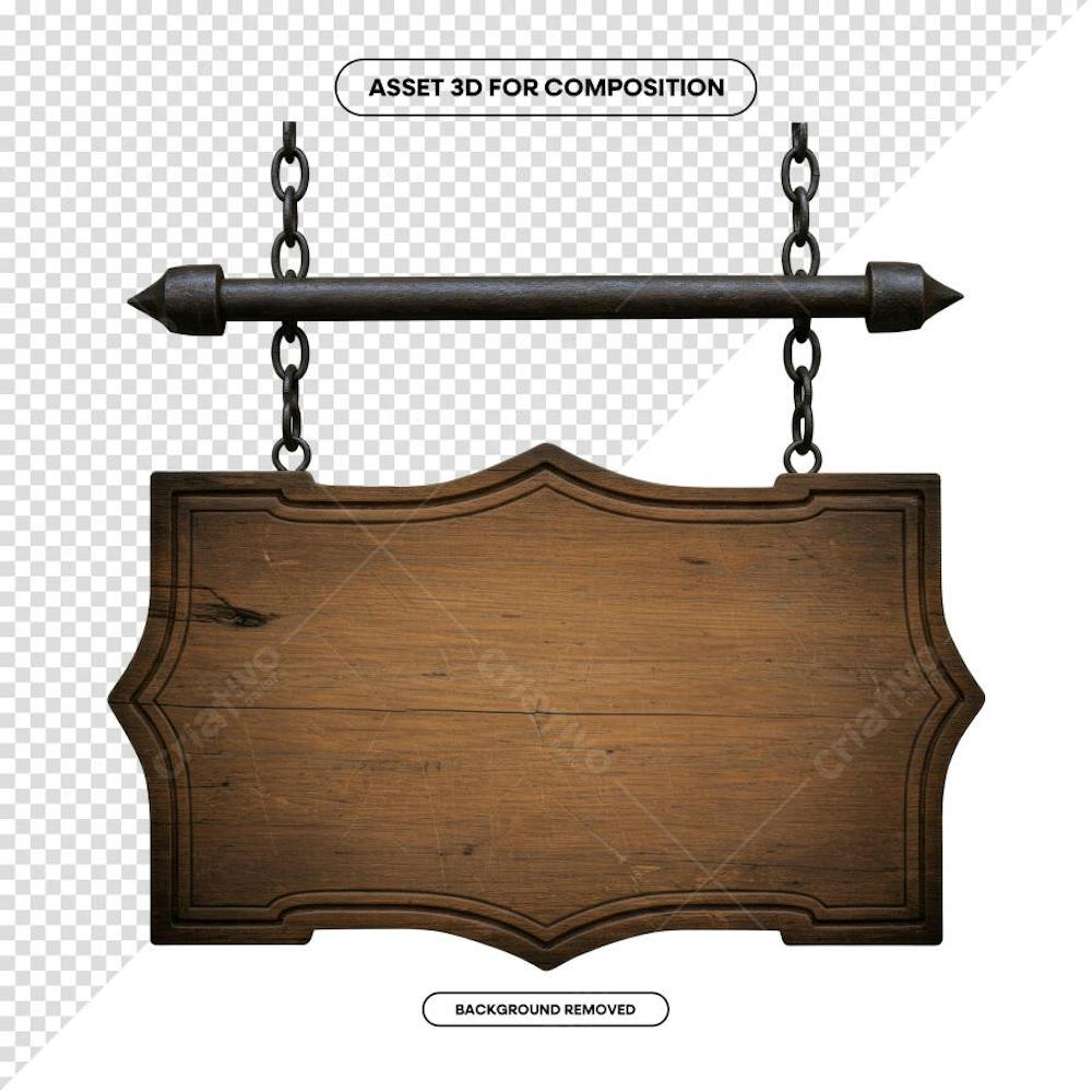 PLACA DE MADEIRA ELEMENTO 3D PARA COMPOSIÇÃO PNG SÃO JOÃO FESTA JUNINA SHOW EVENTO (214)