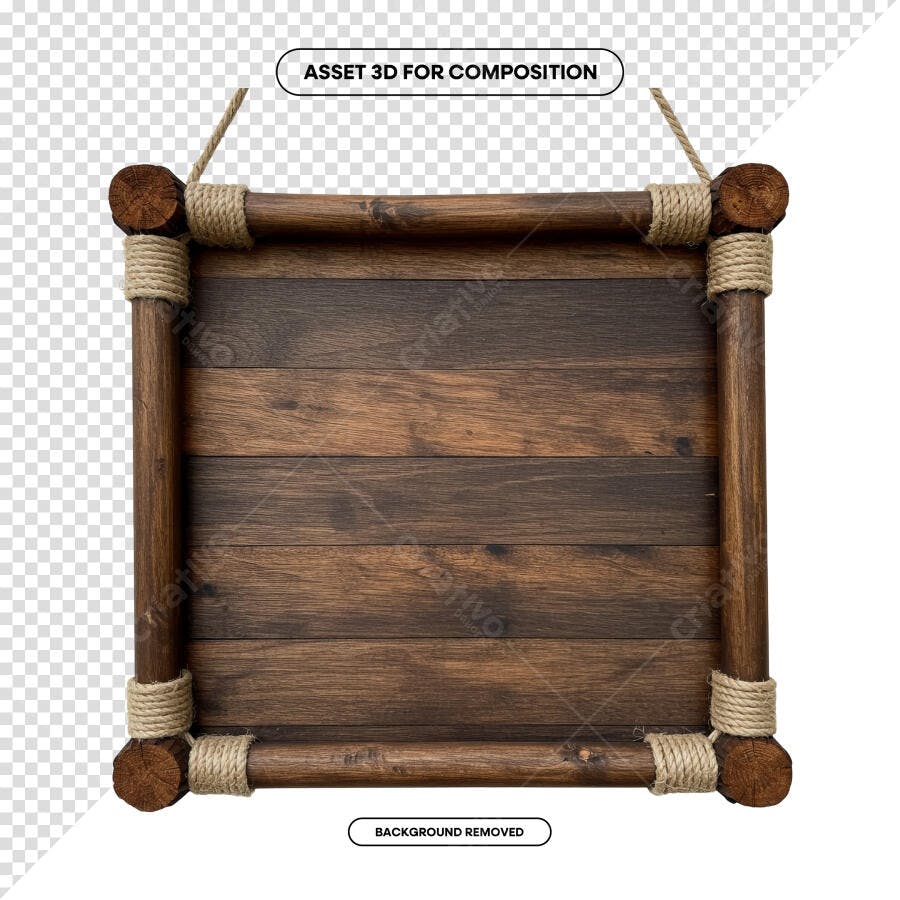Placa de Madeira Rustica PSD Editável