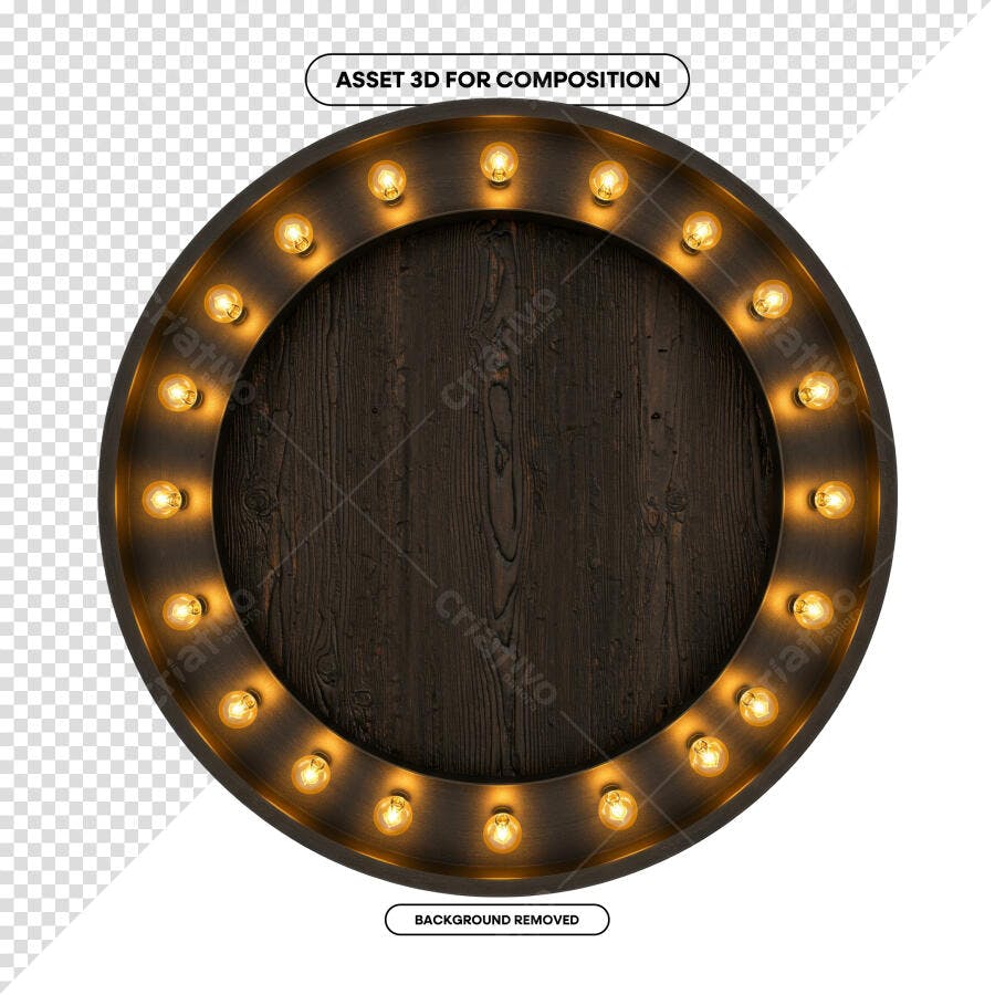 Moldura Circular com Lâmpadas para Logotipo PSD Editável
