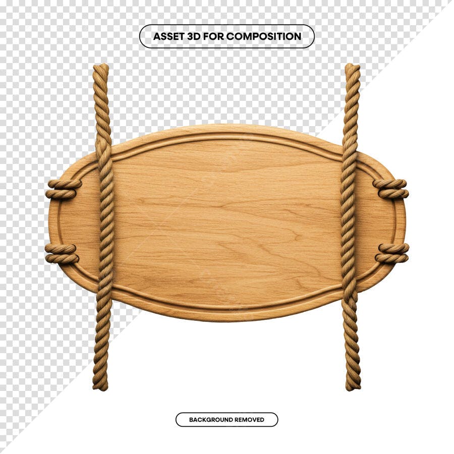 Placa de Madeira com Corda PSD Editável