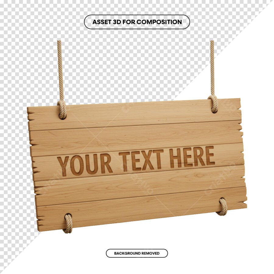 Placa de Madeira para Anúncios PSD Editável
