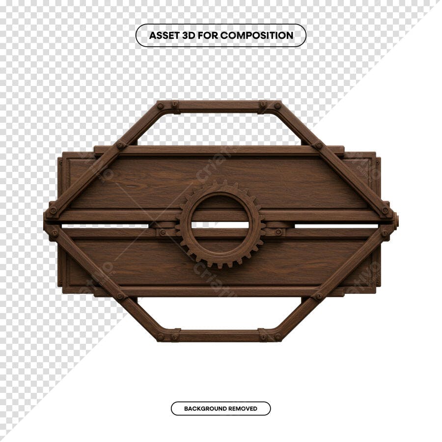 Placa de Madeira Estilo Steampunk PSD Editável