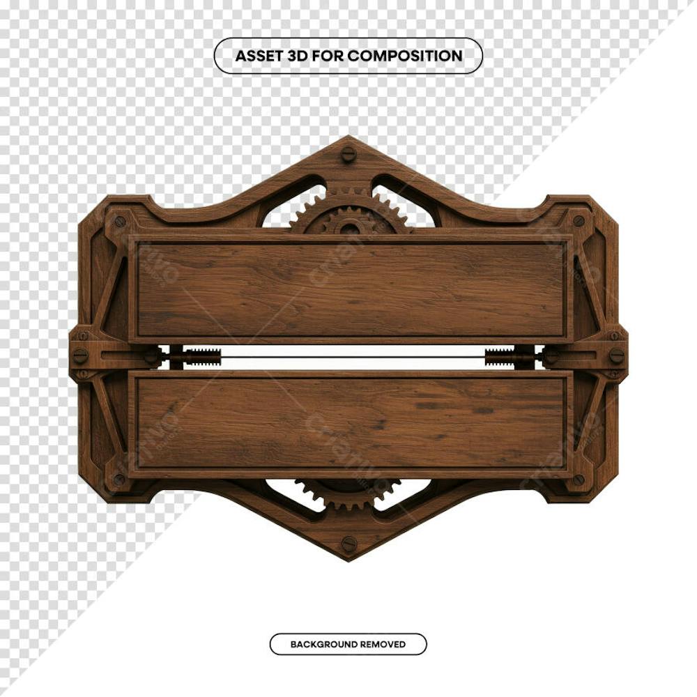 PLACA DE MADEIRA ELEMENTO 3D PARA COMPOSIÇÃO PNG SÃO JOÃO FESTA JUNINA SHOW EVENTO (215)
