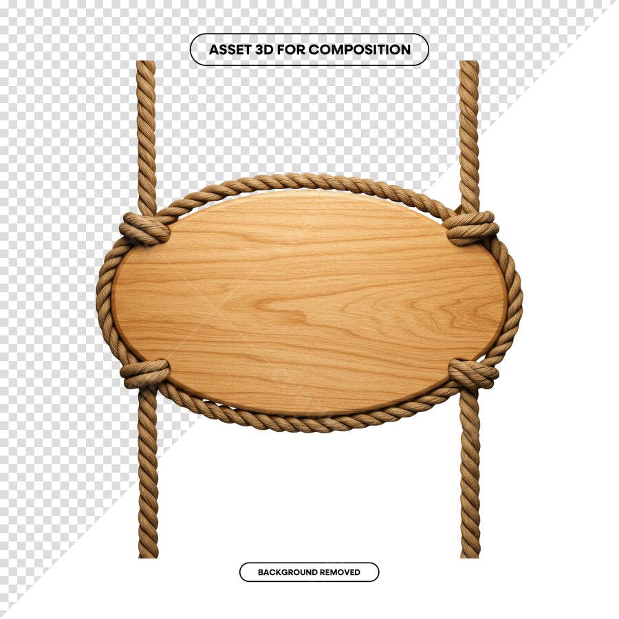 Placa de Madeira com Corda PSD Editável