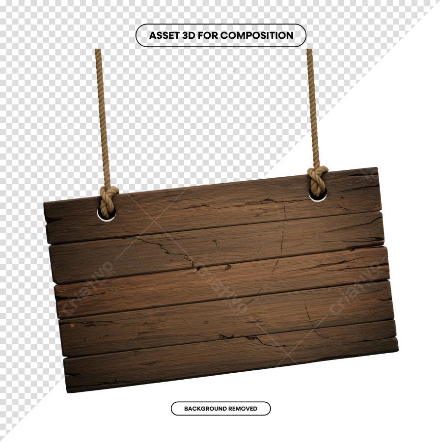 Placa de Madeira Suspensa PSD Editável