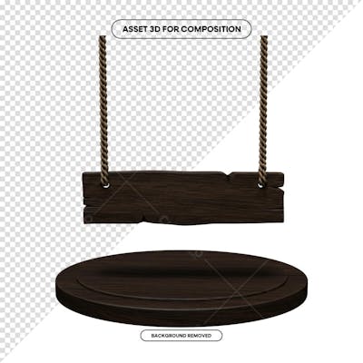 PLACA DE MADEIRA ELEMENTO 3D PARA COMPOSIÇÃO PNG SÃO JOÃO FESTA JUNINA SHOW EVENTO (190)