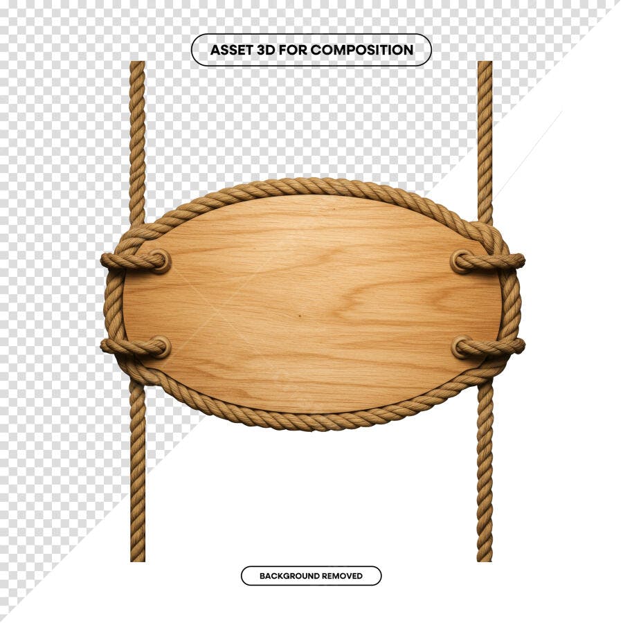 Placa de Madeira com Corda PSD Editável
