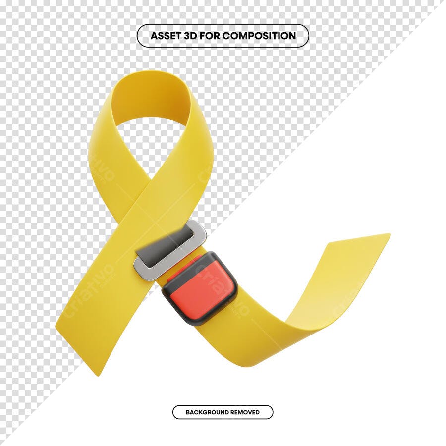 Asset 3D Cinto de Segurança Amarelo PSD Editável