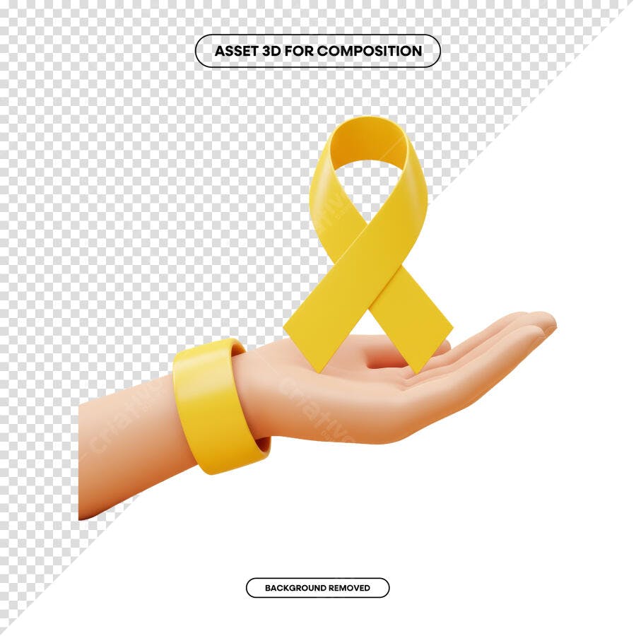 Asset 3D Fita Amarela PSD Editável