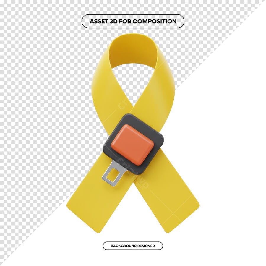 Ilustração Cinto de Segurança Amarelo PSD Editável