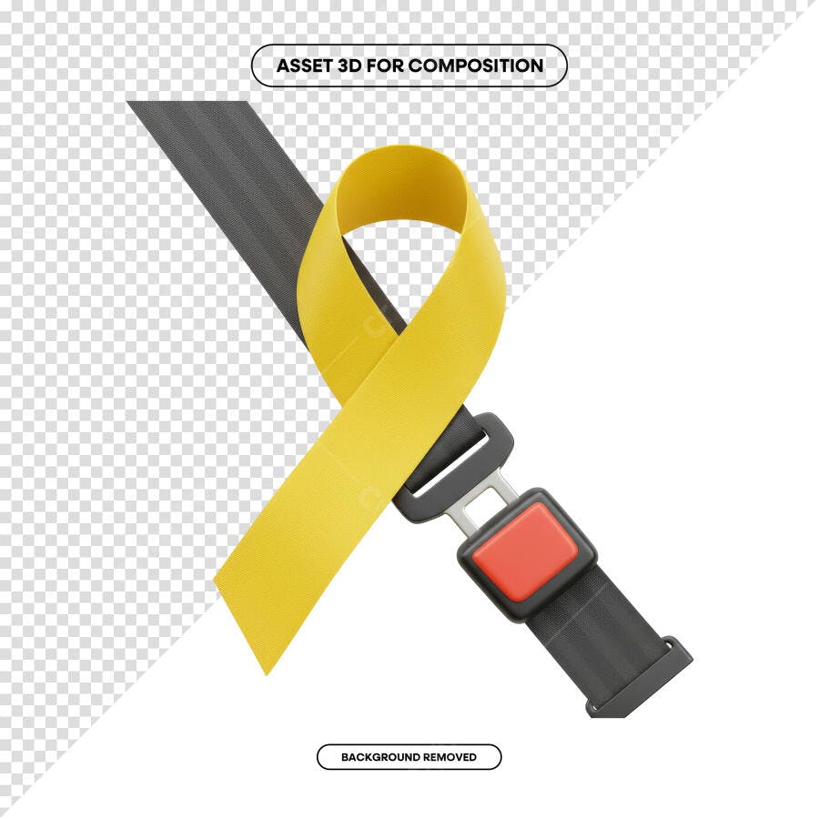 Asset 3D Cinto de Segurança Amarelo PSD Editável