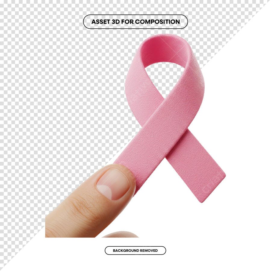 Asset 3D Fita Rosa Outubro Rosa PSD Editável