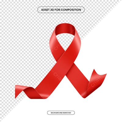 Laço Fita Faixa de composição campanha de saúde PNG 3D RENDER (122)