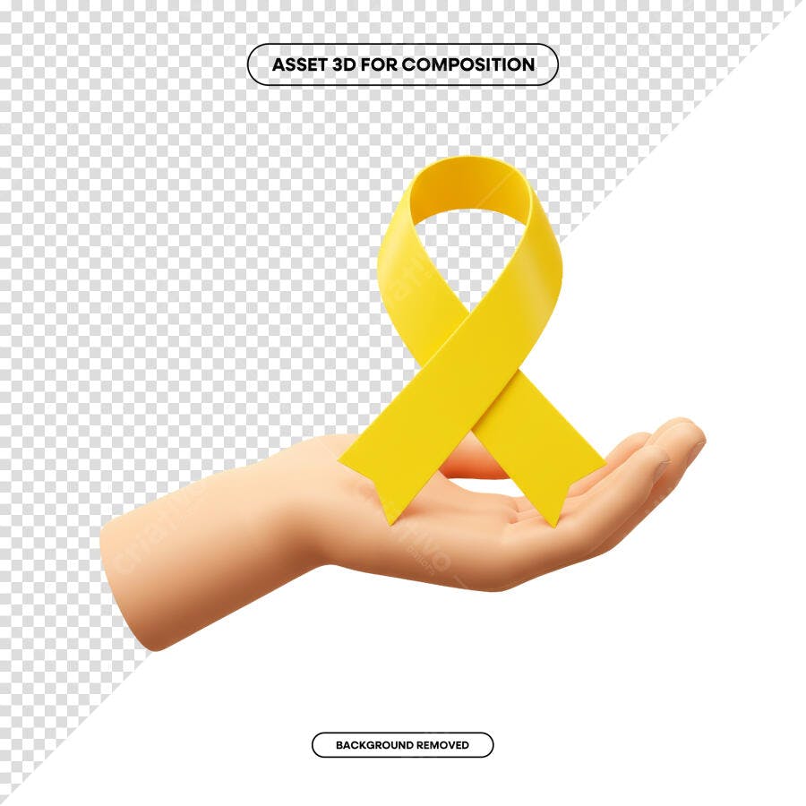 Asset 3D Fita Amarela PSD Editável