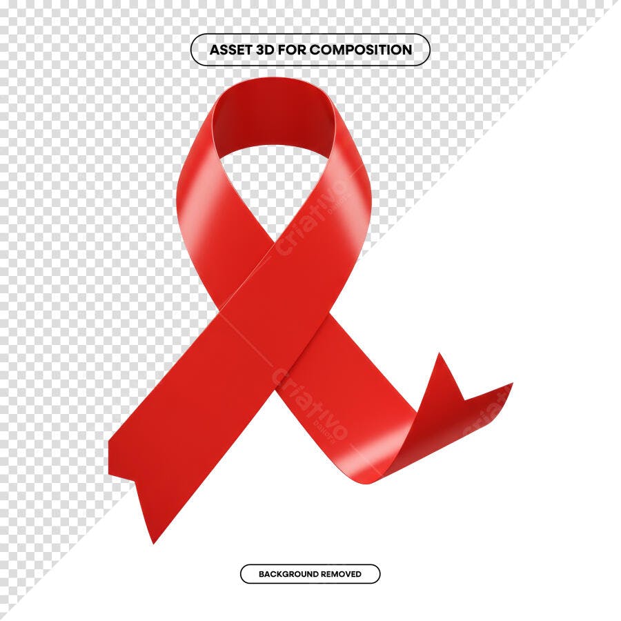 Fita Vermelha Dia Mundial da Aids PSD Editável