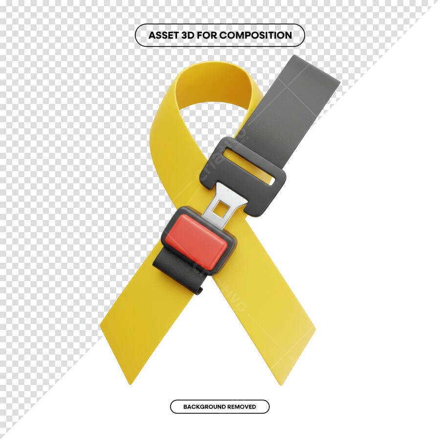 PSD Cinto de Segurança Amarelo para Campanha de Conscientização