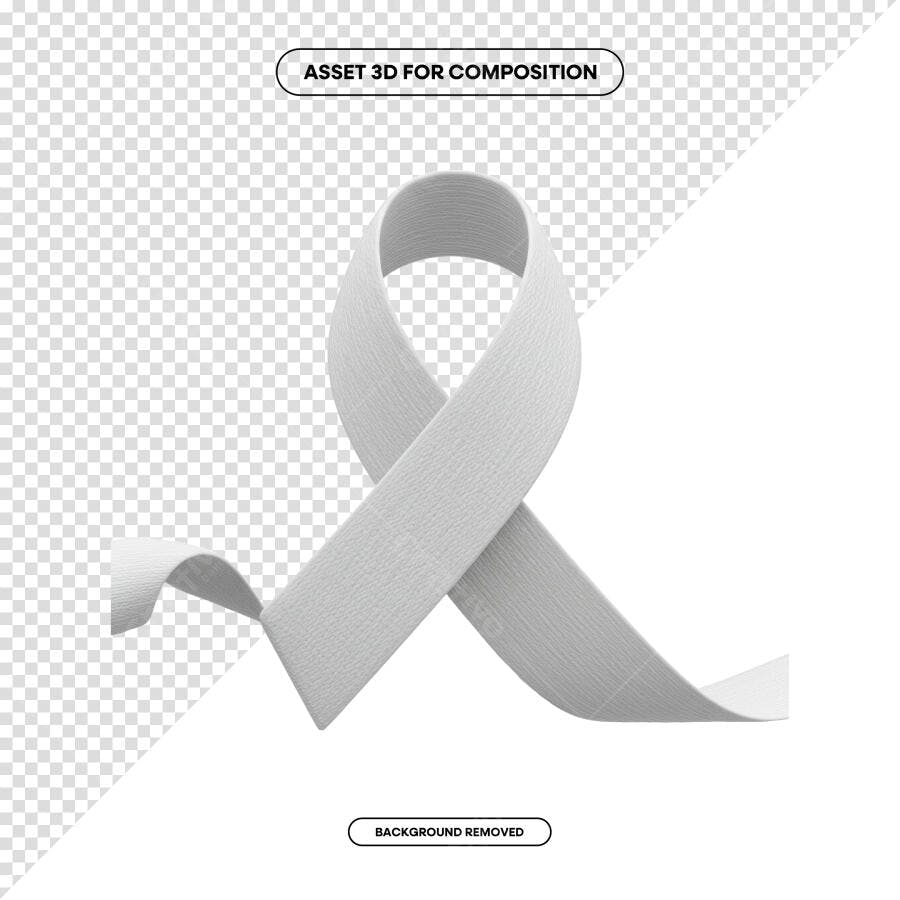 Asset 3D Fita Cinza para Campanhas de Conscientização PSD Editável