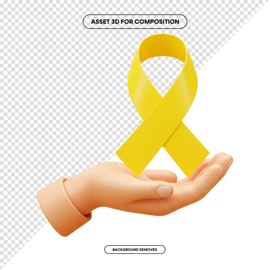 Asset 3D Fita Amarela PSD Editável