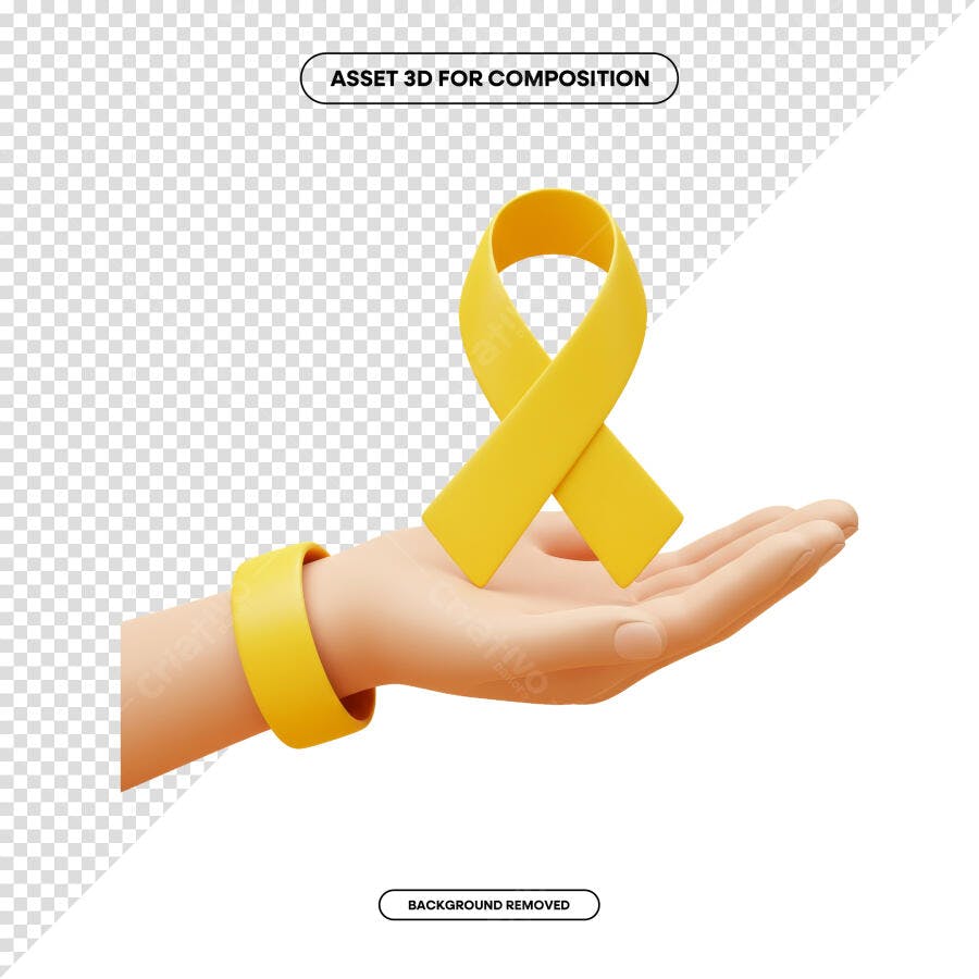 Asset 3D de Fita Amarela PSD Editável