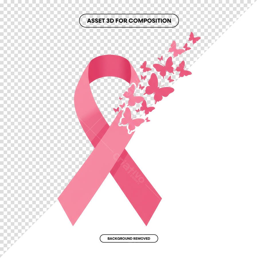 Asset 3D para Outubro Rosa PSD Editável