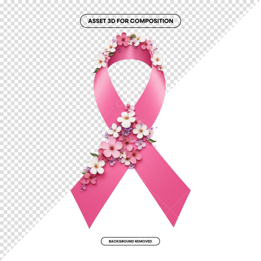 Laço Rosa Outubro Rosa PSD Editável