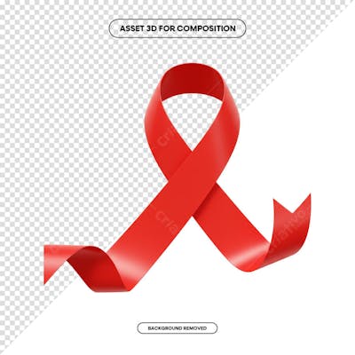 Laço Fita Faixa de composição campanha de saúde PNG 3D RENDER (124)