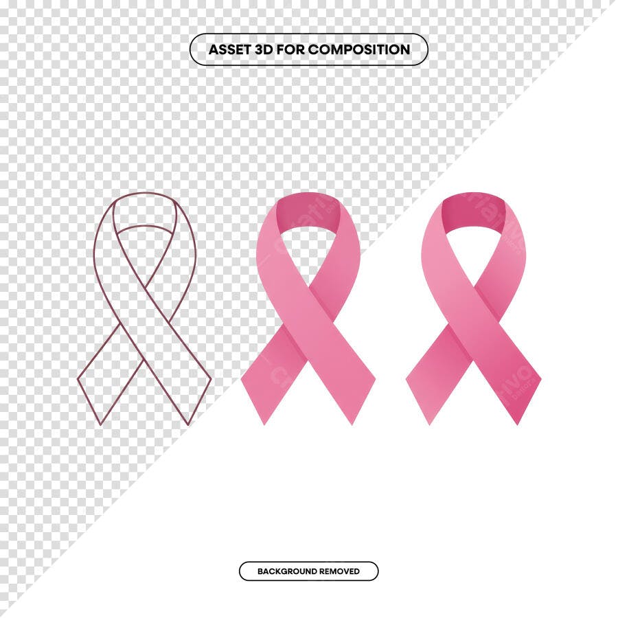 Ícone Fita Outubro Rosa PSD Editável