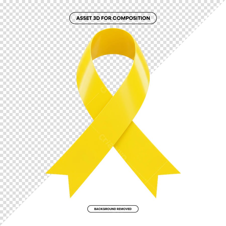 Elemento 3D Fita Amarela PSD Editável