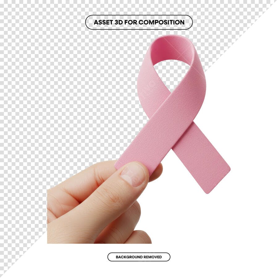 Asset 3D Fita Rosa Outubro Rosa PSD Editável