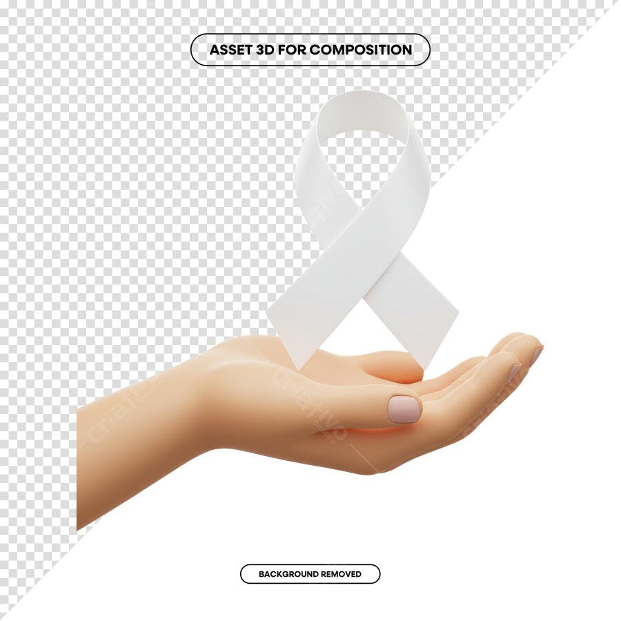 Asset 3D Fita Branca Mão PSD Editável