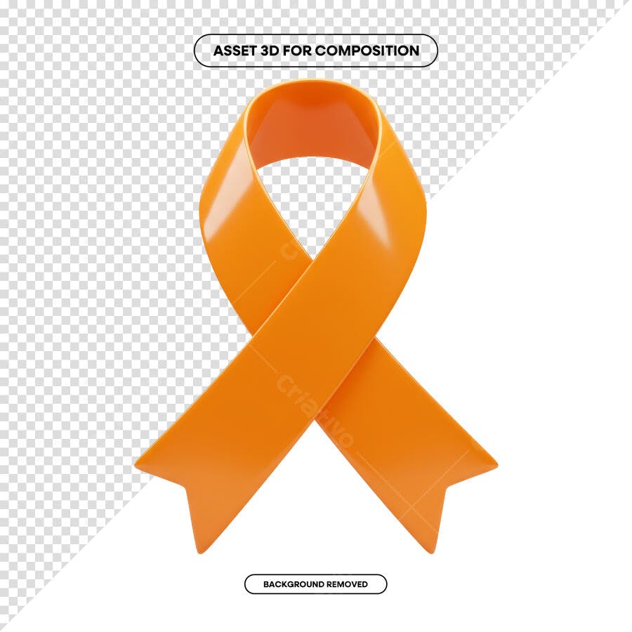 Imagem PSD Fita Laranja para Campanhas de Conscientização PSD Editável