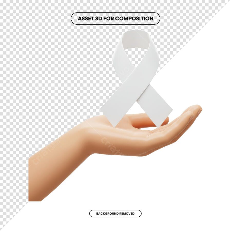 Asset 3D Fita Branca Mão PSD Editável