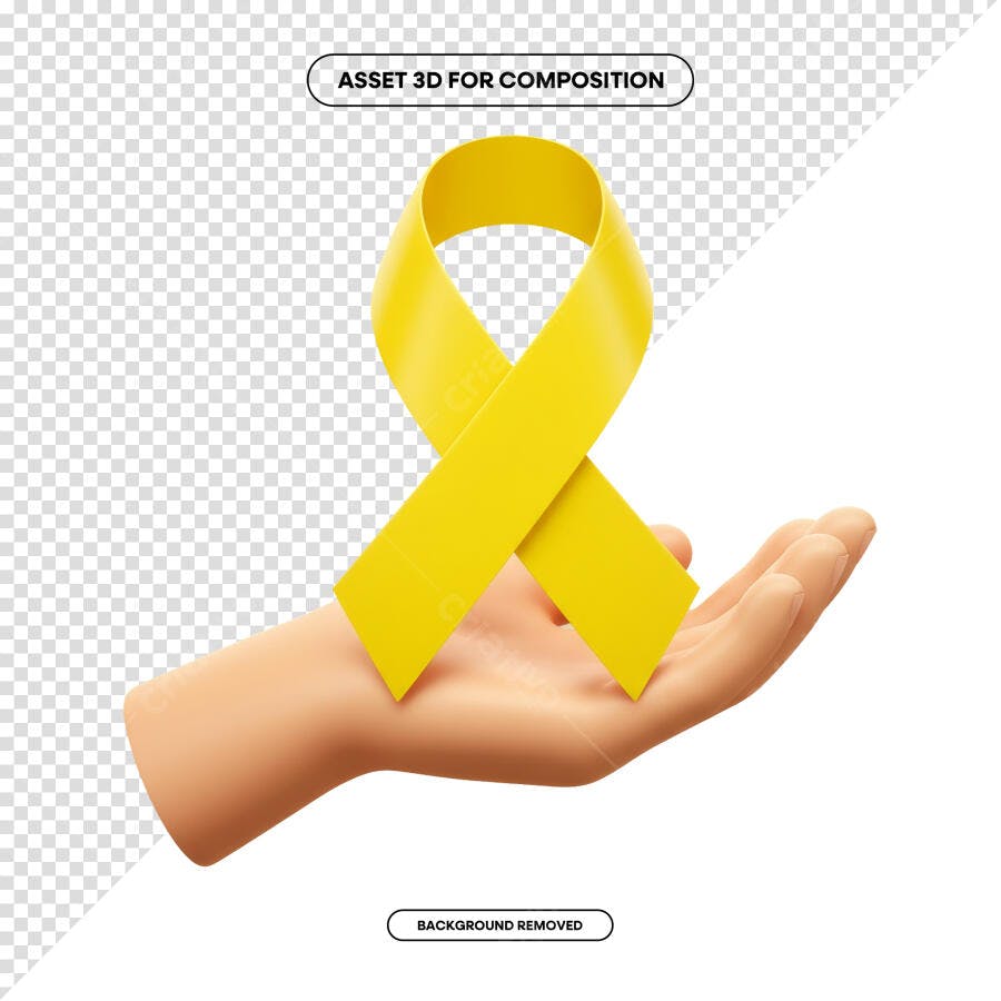Asset 3D Fita Amarela PSD Editável