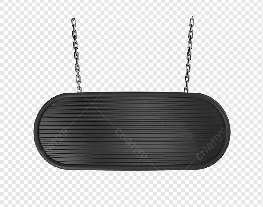 Placa Oval Preta Suspensa PSD Editável