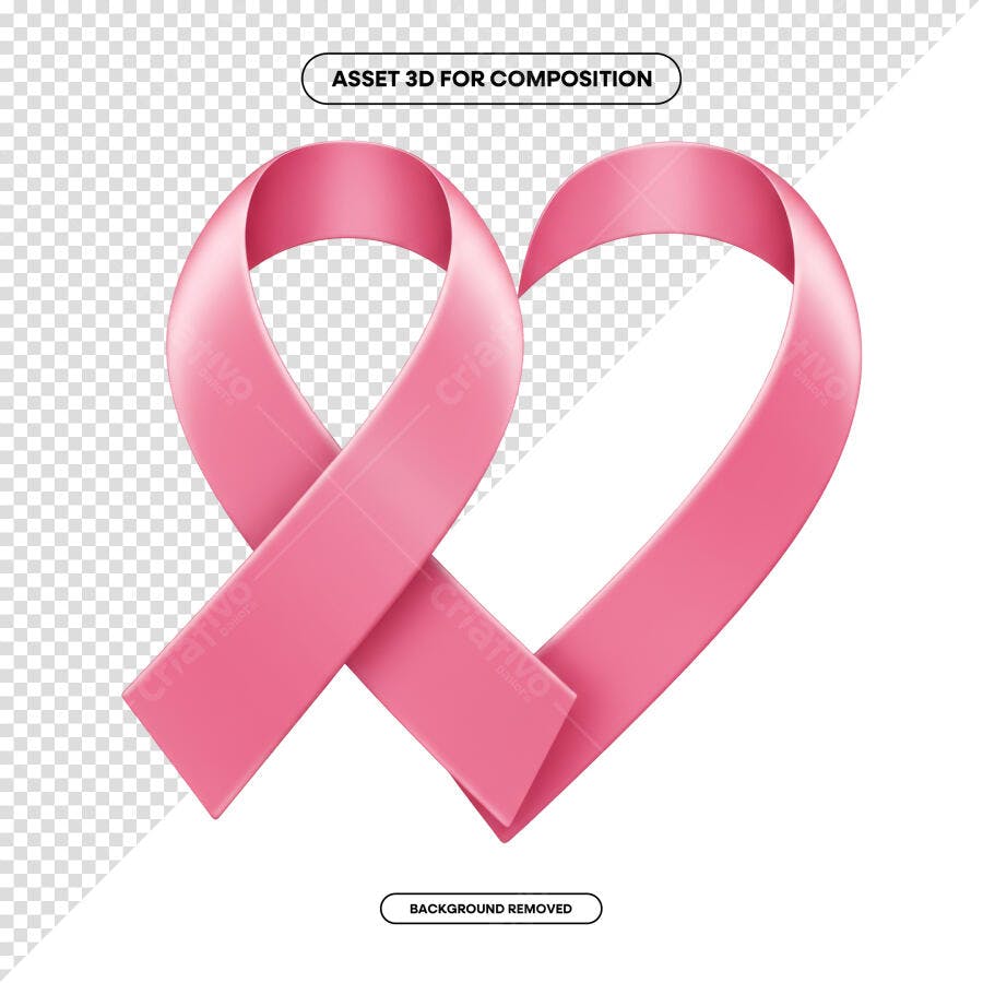 Arte em formato de coração para o Outubro Rosa PSD Editável