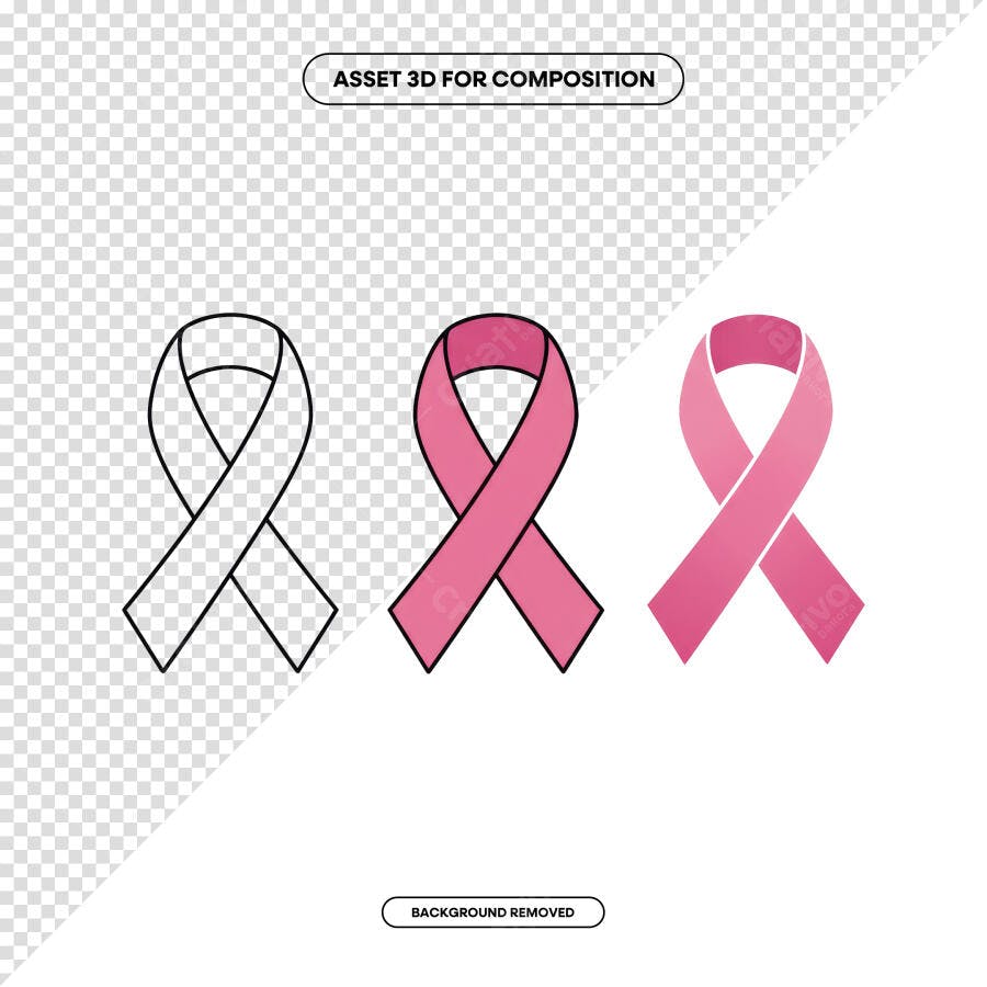 Ícone Fita Rosa Outubro Rosa PSD Editável