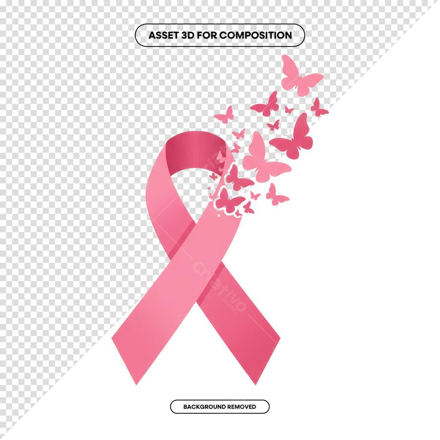 Fita Rosa Outubro Rosa PSD Editável